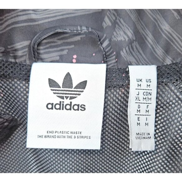 Adidas Originals Jacket Mens Sz M Black Grey Pink Abstract Full Zip Trefoil Logo - Picture 13 of 16